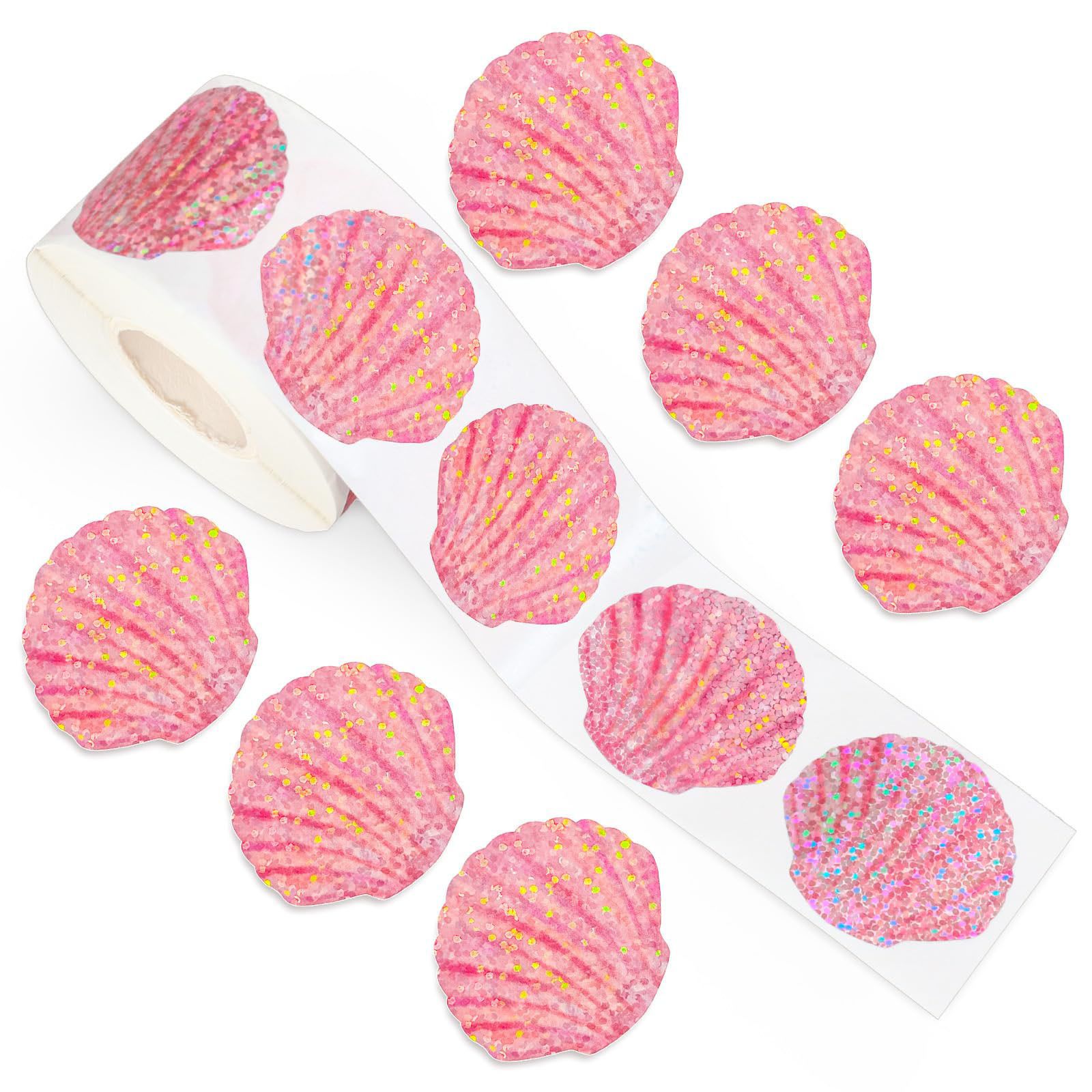 Glitter Vinyl Roll - 500 Adesivos de Conchas Marinhas Holográficos