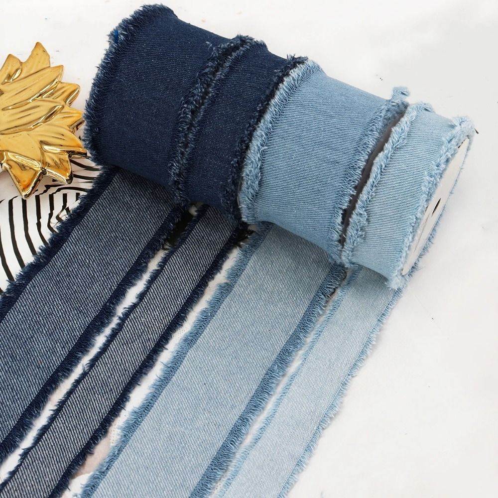 Fringe Ribbon Sewing - 1.5 jardas denim fita azul cowboy