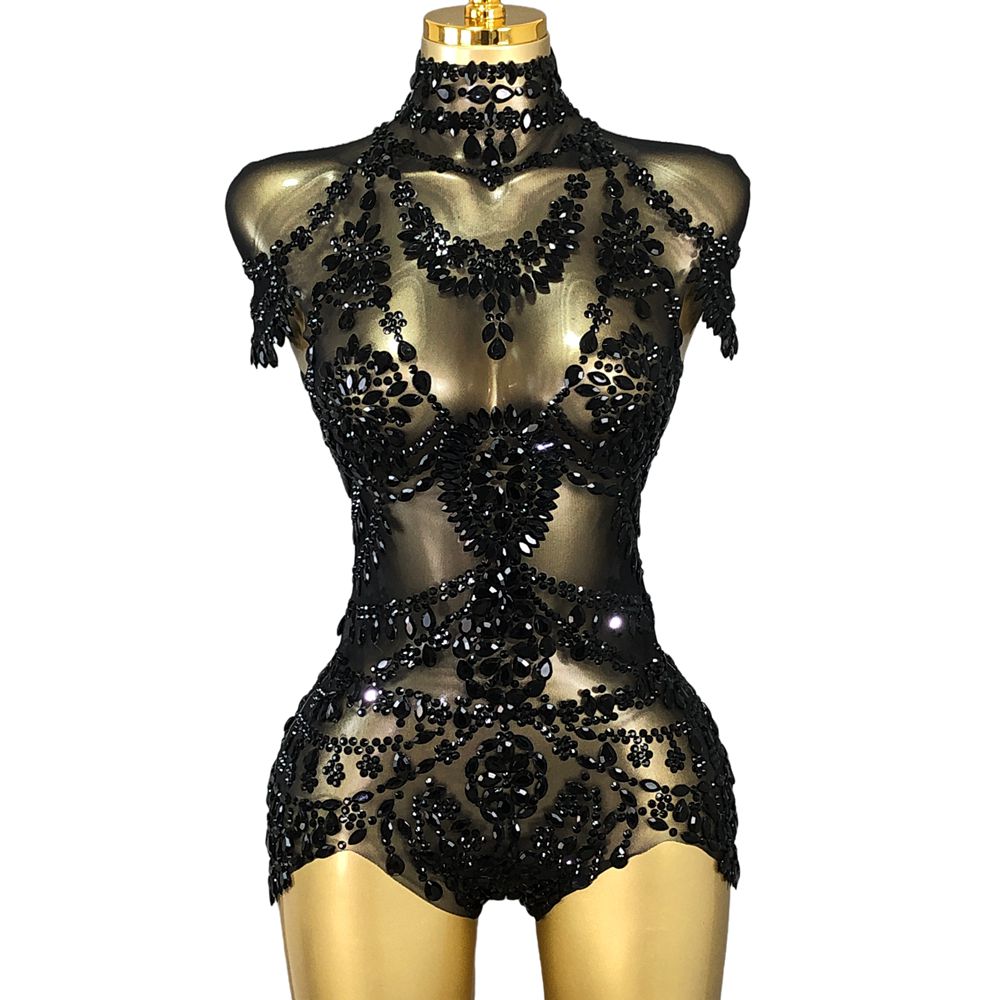 Rhinestone Banding Trim - Body de Strass Brilhantes para Mulheres,