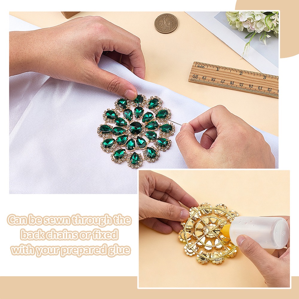 Aplique de Flor Redonda em Lat - Sew On Rhinestone avaliação e preço
