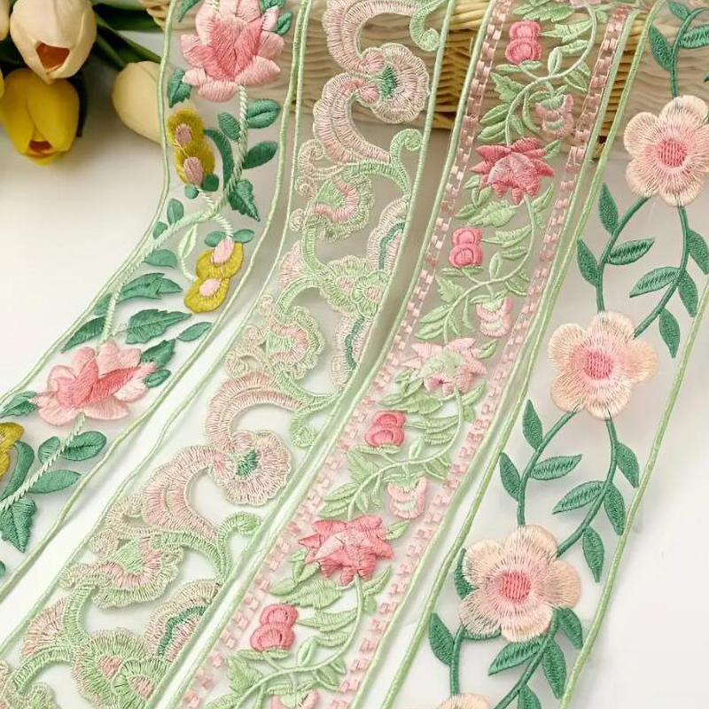 1 jarda fita 3d flor bordada g - Lace Ribbon Trim avaliação e preço