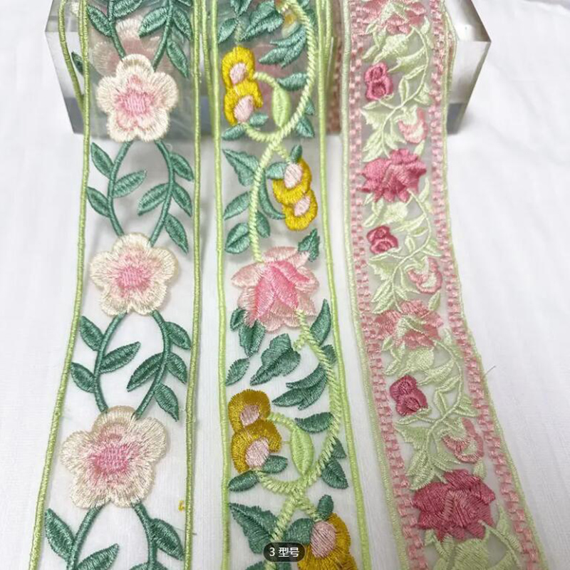 1 jarda fita 3d flor bordada g - Lace Ribbon Trim avaliação e preço