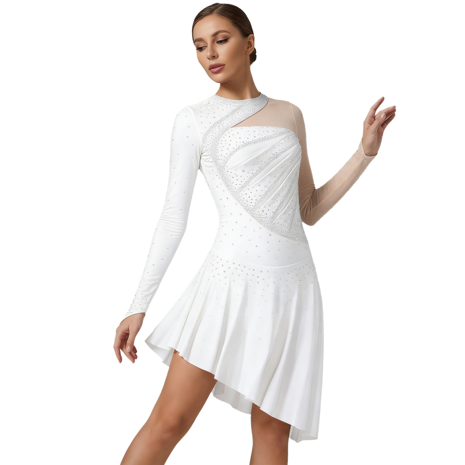 Vestido de Dança Feminino para - Rhinestone Banding Trim avaliação e preço