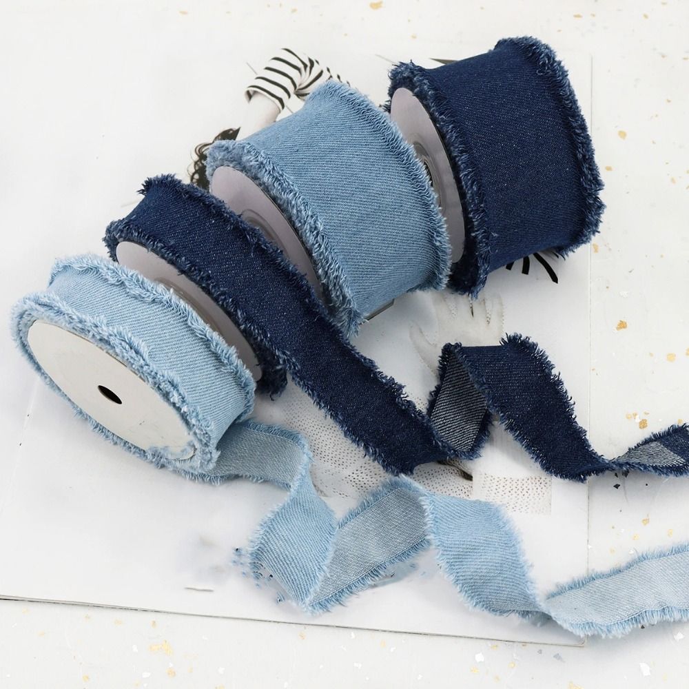 1.5 jardas denim fita azul cow - Fringe Ribbon Sewing avaliação e preço